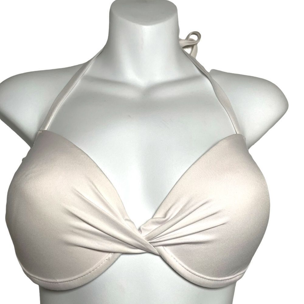 Mossimo White Ruched Bikini Top Size Large
